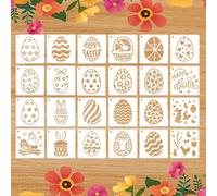 24pcs Easter Egg Stencils Templates for Crafts Reusable - Card Making Wood Wall Furniture Painting Happy Easter Arts Crafts Decorations Party Favors Gifts (3 inch)
