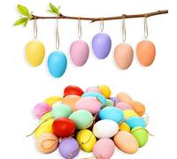 24Pcs Easter Hanging Eggs Decoration, Easter Egg Decorations for Tree, Easters Tree Hanging Plastic Ornaments Solid Colorful Easters Eggs for DIY Crafts Home Party Decors (24)