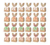 24PCS Easter Paper Bags, Bunny Ears Easter Reusable Bags Candy Wrap Candy Box for Kids Boys Girls Treat Goodie DIY Crafts Snack Chocolate Cake Dessert Wrapping
