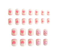 24pcs Elegant French False Nails Heart Pattern Tips Reusable Fake Nails ABS Construction For Daily Wear Heart On Nail