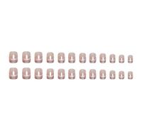 24PCS Elegant French False Nails Nudes with Silver Foils and Glitters Design for Women French Tip Fake Nails