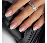 24Pcs Elegant French Tip Square False Nails Short Press On Glossy Acrylic Full Covers Artificial For Women Everyday Wear Nail