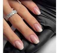 24Pcs Elegant French Tip Square False Nails Short Press On Glossy Acrylic Full Covers Artificial For Women Easy Apply False Nail