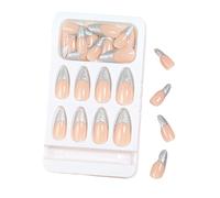 24pcs Elegant Glitters French Tip Press On Nails Almond False Nails Acrylic Stick On Nails Manicure Nails Accesories