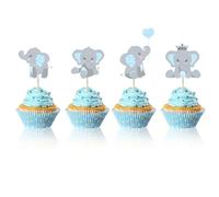 24PCS Elephant Cake Topper - Baby Shower Cake Decorations, It's a Boy Cupcake Picks for Birthday Theme Party Supplies