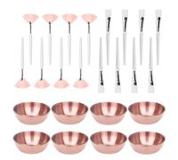 24Pcs Esthetician Supplies for Facials Set - Face Mask Applicator Brushes Tools, 8 Rose Gold Facial Bowls, 8 Fan Mask Brushes, 8 Flat Brushes, Esthetician Supplies for DIY Skincare & Facial Treatments