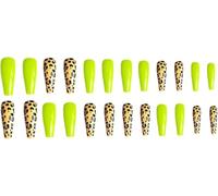 24Pcs Extra Long Leopard Pattern False Nails for Women Lightweight Nail Art Tips for Weddings Parties Festivals with Portable Design, Will not leave any marks on your nail, Suitable for various nai...