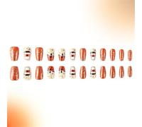 24Pcs Fall Press On Nails Short Almond Stick On Nails Golden Pumpkin Full Covers Artificial Thanksgiving False Nails