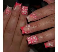 24pcs Fall Winter Press On Nails French Floral Pattern Reusable False Nails Easy Application For Women French Press On Nail Autumn Winter