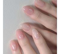 24pcs False Nails Glitters Short Press On Nails Easy Application Stick On Nails Manicure Nails Art For Commuting Party