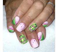 24Pcs False Nails Holiday Theme Glossy Tips Artificial Nails For Costumes Party Fashion Patterns Manicure Accessories Sweet ABS Fake Nail