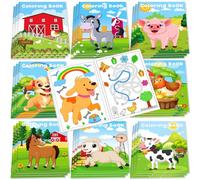 24Pcs Farm Animals Mini Coloring Books for Kids Party Favors Bulk Gift Cows Horses Barns Small Art Drawing Book for Goodie Bags Stuffer for Holiday Birthday Party School Classroom Activity Supplies