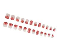 24pcs Fashion False Nails Press On Nails Short Square Glitters Designs Heart French Nailfor A Sweet Valentine’s Look