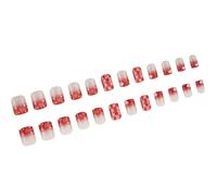 24pcs Fashion False Nails Press on Nails Short Square Glitters Designs Heart French Nailfor a Sweet Valentine’s Look