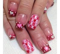 24pcs Fashion False Nails Press On Nails Short Square Glitters Designs Heart French Nailfor A Sweet Valentine’s Look