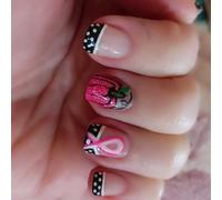 24PCS Fashion French Styles Rose Red Polkas Dots Artificial Nails ABS Construction For Various Occasion Elegant French Manicure Fake Nail For Women