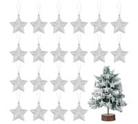 24Pcs Five-Pointed Star Christmas Tree Decorations Xmas Hanging Adornments Glitter Mini Pendants for Party and Home Festive Decor