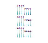 24Pcs Flower Spoon Set, 2 Different Size Colorful Stainless Steel Teaspoons Rainbow Coffee Stirring Spoon