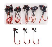24pcs Football Jig Head Fishing Hooks Set, Shakyhead Fishing Jig Worm Hooks with Screw Lock Ball Jigs Hook for Bass Saltwater Freshwater Fishing 1/4oz 1/8oz 1/16oz