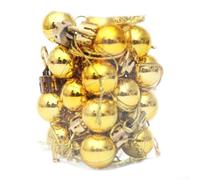 24Pcs For Mini Christmas Baubles 2Cm Plastic Ornaments(Gold)