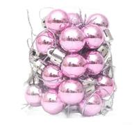 24Pcs For Mini Christmas Baubles 2Cm Plastic Ornaments(Pink)