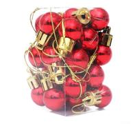 24Pcs For Mini Christmas Baubles 2Cm Plastic Ornaments(Red)