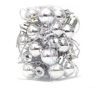 24Pcs For Mini Christmas Baubles 2Cm Plastic Ornaments(Silver)