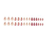 24Pcs French Almond Press On Nails With 3D Floral Designs Acrylic Artificial Nails For Everyday Wear And Parties