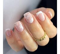 24pcs French Fake Nails Glossy Pressed Full Cover False Nail Polish Special Occasion Office Wear