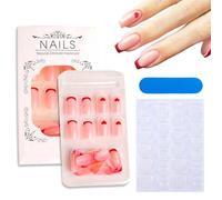 24pcs French False Nails, Stick on Nail, Press on Nail Removable, Heart Artificial Nails, Fake Nails Women Girls Nails Art Accessories, with Jelly Glue, Nail File, French Design for Valentine's Day