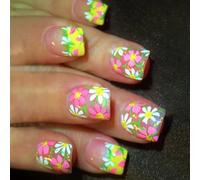 24pcs French Floral Artificial Nails Square Short Press On Nails Full Covers Elegant False Nails For Parties And Dates