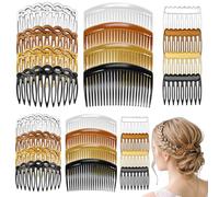 24pcs French Hair Side Combs Women Hair Comb Accessories Set French Twist Decorative Comb Hairs Clips 3 Colors Bridal Wedding Veil Teeth Combs for Multiple Hairstyles Girl Bridal Veil Teeth