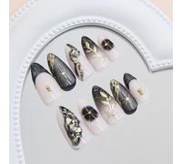 24PCS French Shell Press on Nails ABS Glittering Fingernail Artificial Shell Pattern for Daily Party Decoration Art Set