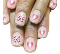 24pcs French Style Fake Nails Heart Design Elegant ABS Material Durable Daily Party Use Press On Nails French Design