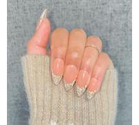 24pcs French Style Press-On - Glossy Artificial Full Cover Acrylic