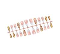 24PCS French Tip Almond Nails Acrylic Art False Stick on 3D Rose Press on for Various Occasion Party Gathering Designs