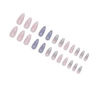 24pcs French Tip Press On Nails Almond Shape False With Elegant Glitters Pattern Decoration For Women Office Friendly Nail Designs