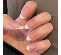 24Pcs French Tip Press on Nails,French Fake N/ails for Women,False Na/ils Long for Girls,Almond Stick on Nail,Suitable for All Nails,Multiple Sizes,Realistic & Natural Effect,Lasting & Not Falling Off