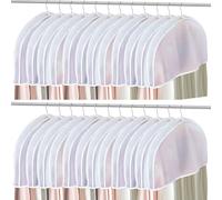 24PCS Garment Covers For Hanging Clothes, Shoulder Covers For Hanging Clothes, Dust Covers For Hanging Clothes, Suit Covers For Closet, Plastic Covers For Clothes, With 2" Gusset, 24''W X 12"H X 2''D