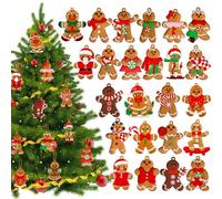 24Pcs Gingerbread Man Ornaments for Christmas Tree Decorations Mini Gingerbread Hanging Charms Decorative Hanging Ornaments Christmas Gingerbread House Decor Christmas Holiday Indoor Decorations