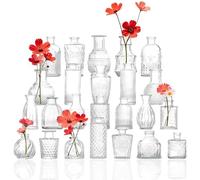 24Pcs Glass Bud Vase Set, Small Vases for Flowers, Cute Rustic Bulk Mini Vases for Home Decor, Small Vase for Table Decoration Wedding Baby Shower Birthday Party
