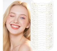 24pcs Glitter Freckles Face Tattoo, 6 Kinds Glitter Freckles, for Women Festival Makeup Rave Accessories (Gold)