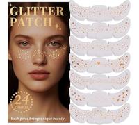 24pcs Glitter Freckles Makeup Patches-Gold-Face Speckle, Sparkle Speckles Patches for Women, Cute Fake Freckles, Glitter Freckle Face Tattoo, Accessories for Musical Festival (Golden)