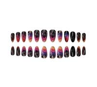 24pcs Glitter Line Art Design Comfortable for Party & Daily Use False Nails Gradient Line Art Pattern Comfort Press on Fingernails
