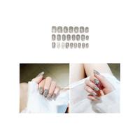 24pcs Glittering Fake Nails Tips Manicure Decoration Decals Diy False Nails for Women Ladies