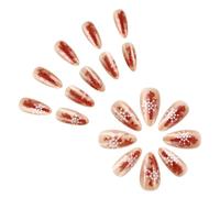 24pcs Glitters Christmas Press On Nails Almond Glossy Full Covers Acrylic False Nails For Women And Girls Christmas Nail Art Decoration