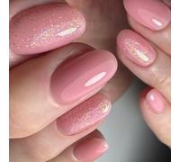 24Pcs Glitters Design Press On Nails Short Oval False Nails Glossy Acrylic Artificial Fingernails Stick On For Women Spring Nail