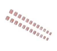 24PCS Glitters Fade False Nails Elegant Snowflake Star Pattern Breathable ABS Matte Coating Long for Special Occasions Artificial Nails