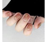 24pcs Glitters False Nails Acrylic Artificial Nails With Butterfly And Floral Designs Nails Art For Party Celebrations