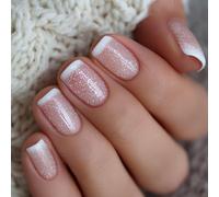 24PCS Glitters Gradient False Nails ABS Materials European Styles Presses on for Women Easy to Wear and Remove Glitter Gradient Easy Application False Elegant Design